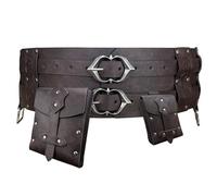 EpicCos 3PCs Medieval Fanny Pack Accessory Set, Renaissance Fanny Pack, Vintage Viking Wide Belt for LARP Events (Brown A)