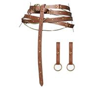 EpicCos 3PCs Medieval Fantasy Belt Skirt Hikes Set, Renaissance Adjustable Faux Chain Belt with Skirt Clips for Cosplay Faire (Brown A)