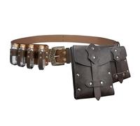 EpicCos 4 PCs Medieval Alchemy Belt Waist Pack Combo with Multiple Potion Bottles, Viking Rivet Belt Side Pouch for Cosplay (Brown B)