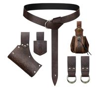 EpicCos 6Pcs Faux Leather Renaissance Belt Set, Medieval Viking Accessories
