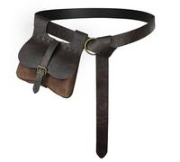 EpicCos Medieval Buckle Belt Pouch Set,Vintage Faux Leather Waist Bag with Belt,Renaissance Accessories for LARP (Brown A)