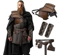 EpicCos Medieval Men's Leather Armor Set Viking Pauldrons with Sword Holder Belt Renaissance LARP Ren Faire Cosplay Costume