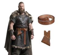 EpicCos Medieval Sword Belt Scabbard Set, Viking Sword Frog Faux Leather Sword Holster with Adjustable Belt for Ren Faire (Brown A)