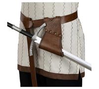 EpicCos Medieval Sword Belt Scabbard Set, Viking Sword Frog Faux Leather Sword Holster with Adjustable Belt for Ren Faire (Brown A)