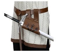 EpicCos Medieval Sword Belt Scabbard Set with Viking Sword Frog Faux Leather Holster and Adjustable Belt for Ren Faire (Brown B)