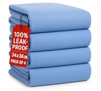 Epicessentials Incontinence Bed Pads Washable Waterproof - 34" x 36" Reusable Underpads Chucks Holds Up to 6 Cups - 500 GSM Heavy Absorbency Pee Pads for Adults, Dogs and Kids - Pack of 4 - Green/Blue