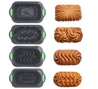 Epicover 4 Pcs Silicone Loaf Tin Set, Bread Baking Tin with Unique Textures, Non-Stick Silicone Baking Mold for Homemade Pound Cake, Banana Bread, and Meatloaf