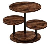 Epicover 4-tier Round Cupcake Stand, Rustic Wood Grain Rotating Dessert Display Tray, Large Flower Inspired Cake Stand Tower Holder for 55 Cupcakes, Pastries, Fruits, Snacks, Party Table Decor
