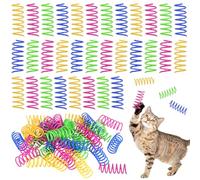 Epicover 400 PCS Cat Spring Toys, Colorful Plastic Cat Spring Toy, Indoor Interactive Spring Coil, Elastic Bouncy Cat Toy, Interactive Spiral Toy for Cats Kittens Hunting Swatting Chasing Biting