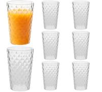 Epicover 8 Pcs Unbreakable Plastic Drinking Glasses, 12 oz Clear Acrylic Drinking Cups, Reusable Diamond Textured Water Glasses, Stackable Tumblers for Juice, Coffee, Beer
