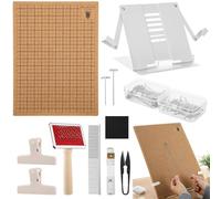 Epicover Macrame Board and Pins Kit with Adjustable Stand, 38 × 28 cm Double-Sided Grid Cork Bracelet Making Board, Complete Macrame Kit for Beginners, for Jewellery, Tassels & Home Craft Projects