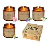 ePicsoa 4-Pack Scented Candles Gift Set for Women, Natural Soy Wax Aromatherapy Candles with Lavender, Rose, Jasmine, Vanilla Scents, Candles Gifts Set for Birthdays, Christmas, Yoga, Bath, Home Decor