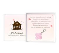 ePicsoa Du schaffst das Vierblatt Clover Pendant with Du schaffst das Glücksbringer Greeting Cards Lucky Charm Exam Gifts for Abitur Bachelor Master Doctor Graduation (Rose Quartz)