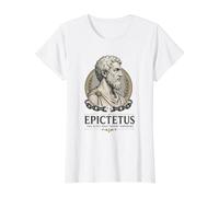 Epictetus Stoic Philosopher Ancient Greek Wisdom Portrait Value Graphic T-Shirt, Women, White, S