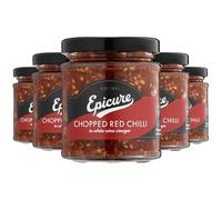 Epicure Chopped Red Chillies in White Wine Vinegar, Zesty Heat for Cooking, 180 g (Pack of 6)