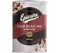 Epicure Four Bean Mix, Chickpeas, Cannellini, Butter & Red Kidney Beans, 400 g (Pack of 1) - Deliciously Rich & Preserved for Creative Cooks, Ready to Use in Wholesome Meals & Salads