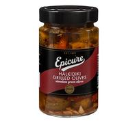 Epicure Grilled Stoneless Halkidiki Green Olives, Preserved for Bold Flavour, Perfect for Premium Mediterranean Cuisine, 290 g (Pack of 1)