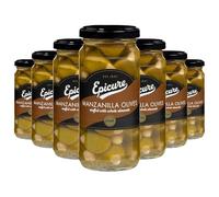 Epicure Mediterranean Manzanilla Olives Stuffed Whole Almonds, Gourmet Drupe Bold Flavour, 240 g (Pack of 12)