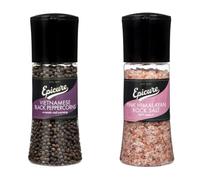 Epicure Pink Himalayan Rock Salt, 320 g & Epicure Vietnamese Black Peppercorns, 145 g Freshly Ground Seasoning Grinders
