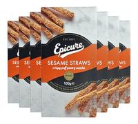 Epicure Sesame Straws, Crispy Puff Pastry Snacks, 100 g (10-Pack)