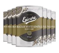 Epicure Tinned Bijoux Verts Lentils in Salted Water, Nutty Flavour, Meaty Texture, 400 g (Pack of 12)