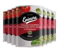 Epicure Tinned Italian Chopped Tomatoes, Basil in Rich Tomato Juice, Delicious Mediterranean Style Sauces 400 g (Pack of 12)