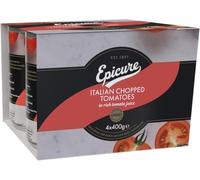 Epicure Tinned Italian Chopped Tomatoes, Rich Tomato Juice for Delicious Pasta Sauces, Casseroles, 4 x 400 g (Pack of 1)