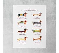 Epicurean Dachshunds of The World Print. 8 1/2" x 11" (216mm x 280mm)