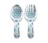Epicurean Turquoise Floral Melamine/Plastic Outdoor/BBQ/Picnic Pair of Salad Servers