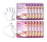 Epielle Moisturizing Hand & Foot Masks 12 Pairs, Soften Dry Hands & Cracked Heels with Sunflower Seed Oil & Avocado Oil, Korean Skin Care, Spa Self Care Gifts for Women, 6 Gloves & 6 Socks