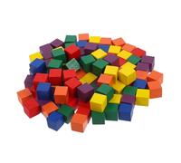 EPIGEIST 100pcs Colored Building Blocks Rainbow Square Blocks Small Colorful Cubes Geometric Craft Cube Number Educational Stacking Sensory DIY Play Basswood Bamboo