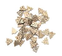 EPIGEIST 100Pcs Wooden Pendant Christmas Decorations Mixed Tree Shapes DIY Craft Ornaments Natural Wood Slices for Home Car Party Decor