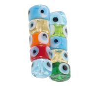 EPIGEIST 10Pcs Evil Eye Glass Loose Beads Flat Round Charms for Jewelry Making DIY Bracelets Pendants Craft Decorations for Easy Stringing