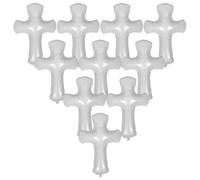 EPIGEIST 10PCS Jumbo White Cross Balloons for Christening Baptism Communion Religious Party Decorations Reusable Memorial Balloon for Outdoor Xmas and Church Celebration