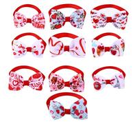 EPIGEIST 10pcs Pet Neck Chain Adjustable Collar Bow Ties Webbing Material Assorted Color Creative Decorative Design Valentine's Day Party Photography Accessory for Puppy and Assorted style