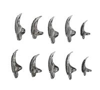 EPIGEIST 10pcs Rhinestones Nail Claw Rings Black Vintage Gothic Fingernail Talon Set 2 Small 6 Medium 2 Large for Halloween Cosplay Party Accessories