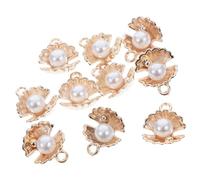 EPIGEIST 10pcs Shell and Faux Pearl Pendants for DIY Jewelry Making Shell Charms Beads for Crafting Necklaces Earrings Bracelets Metal Accessories for Handmade Projects