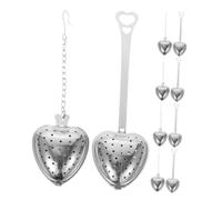 EPIGEIST 10pcs Stainless Steel Tea Infuser Spoon Reusable Heart-Shaped Fine Mesh Filter for Loose Leaf Tea Brewing with Long Handle and Chain for Cups