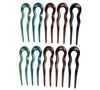 EPIGEIST 10pcs U Shaped Hair Forks for Women and Teen Sturdy French Hairpins for Secure Bun Styling Lightweight Vintage Hair Sticks Accessories in Green Black Light Blue and Wine Red