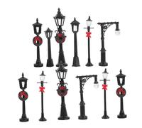 EPIGEIST 12pcs Miniature Street Lamp Posts for Dollhouse Decoration Plastic Model Train Accessories for DIY Scene Crafting Mixed Style Urban and Countryside Landscape Enhancers