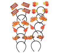EPIGEIST 12pcs Thanksgiving Headbands Lightweight Hairbands with Turkey Drumstick and Maple Leaf Designs Comfortable Holiday Costume Accessories for Family Parties and Autumn Festivals