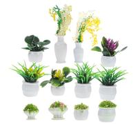 EPIGEIST 13 Pcs Miniature Plants Dollhouse Decorations, Realistic Plastic Tiny Potted Plants Set for Doll House and Miniature Garden Landscape, Safe and Not Easy to Deform Random Color