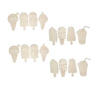 EPIGEIST 16pcs DIY Wooden Ice Cream Shapes for Thick Wood Summer Art Crafts Unfinished Blank Cutouts for Painting Party Decorations Creative Fine Motor Skill Development