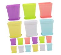 EPIGEIST 18pcs Candy Color Rectangular Seedling Pots with Drainage Holes Reusable Plastic Nursery Planters for Succulent Plants Decorative Garden Balcony Flower Containers