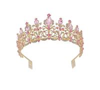 EPIGEIST 1Pc Charming Pink Rhinestone Bridal Crown Headdress for Women Elegant Hair Decoration for Weddings Parties and Special Occasions