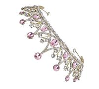 EPIGEIST 1pc Large Rhinestone Bridal Crown Headdress Elegant Pink Tiara for Weddings Birthdays and Banquets Lightweight Luxurious Design for Special Occasions