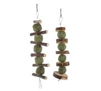 EPIGEIST 2 Pcs Apple Wood Pet Chewing with Grass Balls for Rabbits Hamsters Guinea Pigs Natural Vitamin-rich Molar Sticks for Healthy Teeth and Boredom Relief