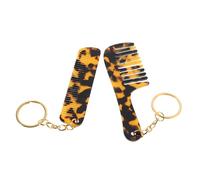 EPIGEIST 2 Pcs Mini Acetate Leopard Print Hair Comb Keychain Set with Wide Tooth and Handle Combs for Women Travel Purse Styling Hairdresser Salon Use