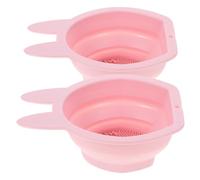EPIGEIST 2 Pcs Silicone Makeup Brush Cleaners Bunny-shaped Foldable Delicate Hanging Design Not Hurting Hands Pink Makeup Brush Cleaner for Household Bathroom