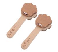 EPIGEIST 2 Pcs Solid Wood Hand Clappers with Long Handle Musical Instrument for Rhythm Learning Comfortable Grip Percussion Castanet for Early Music Education and Coordination Development